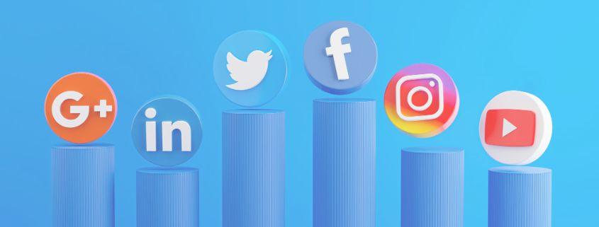 strategie-social-media-marketing Immagine che illustra suggerimenti di marketing sui social media per piccole aziende, con elementi visivi di piattaforme social